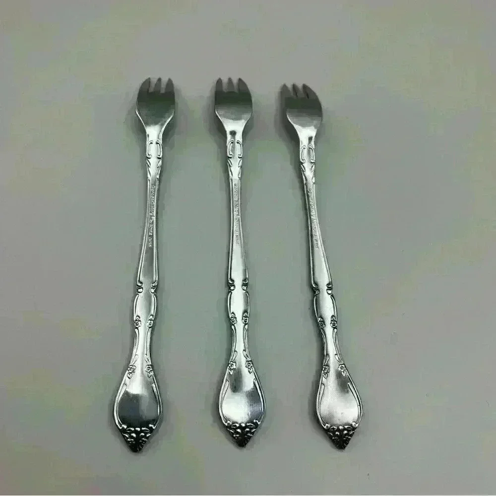 Set Of 3 Towle Supreme Cutlery 5.5” Winter Rose Cocktail/Seafood Fork Stainless